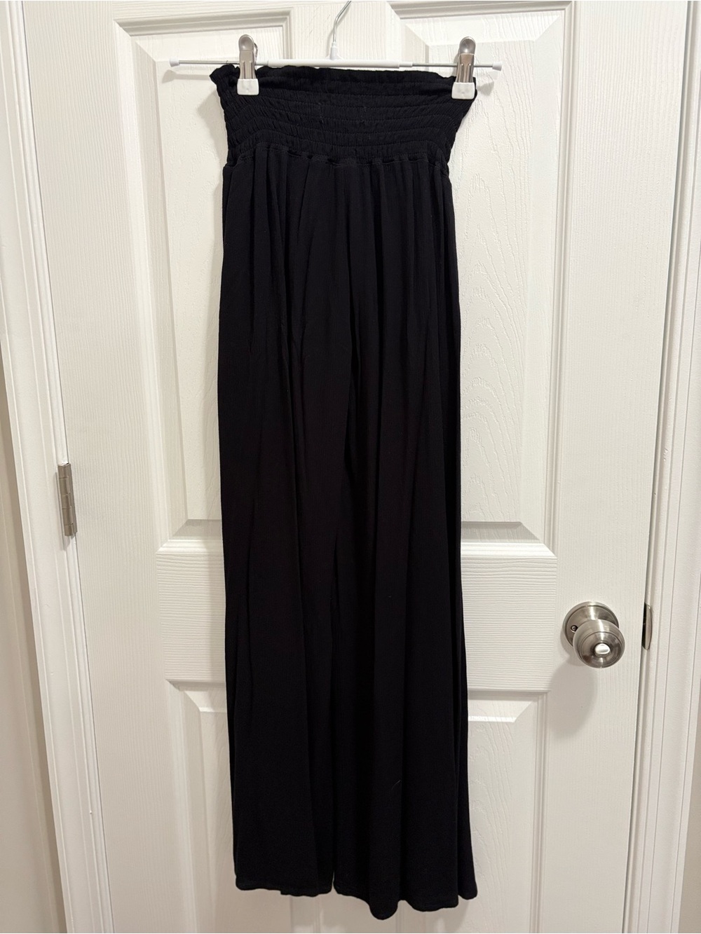 Rewash Black Smocked-Waist Wide Leg Pants